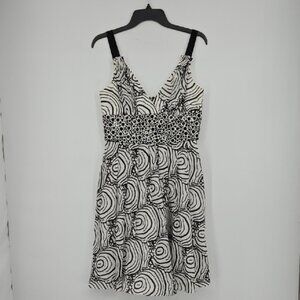 Carmen Marc Valvo Elegant Black and White Patterned Dress Adjustable Straps SZ 8